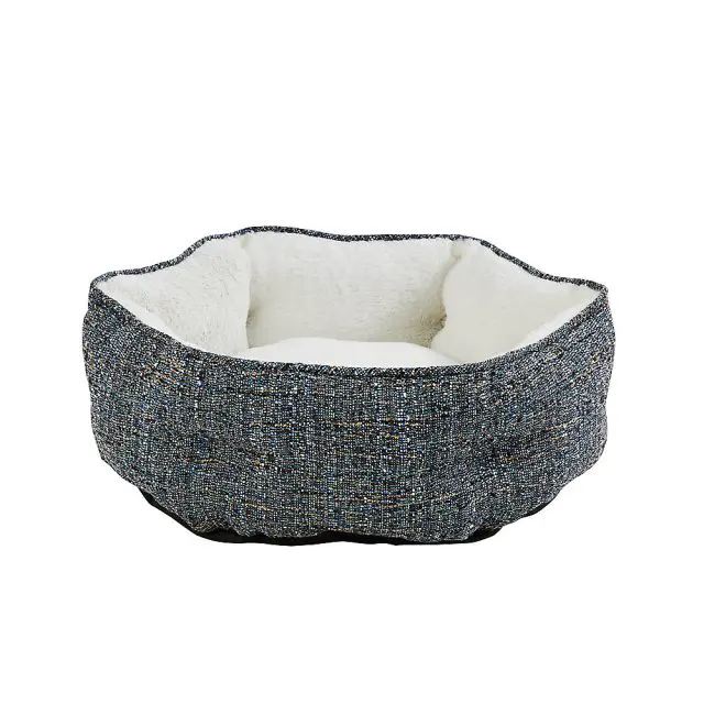 Blue Tweed Hexagon Cuddler Cat Bed